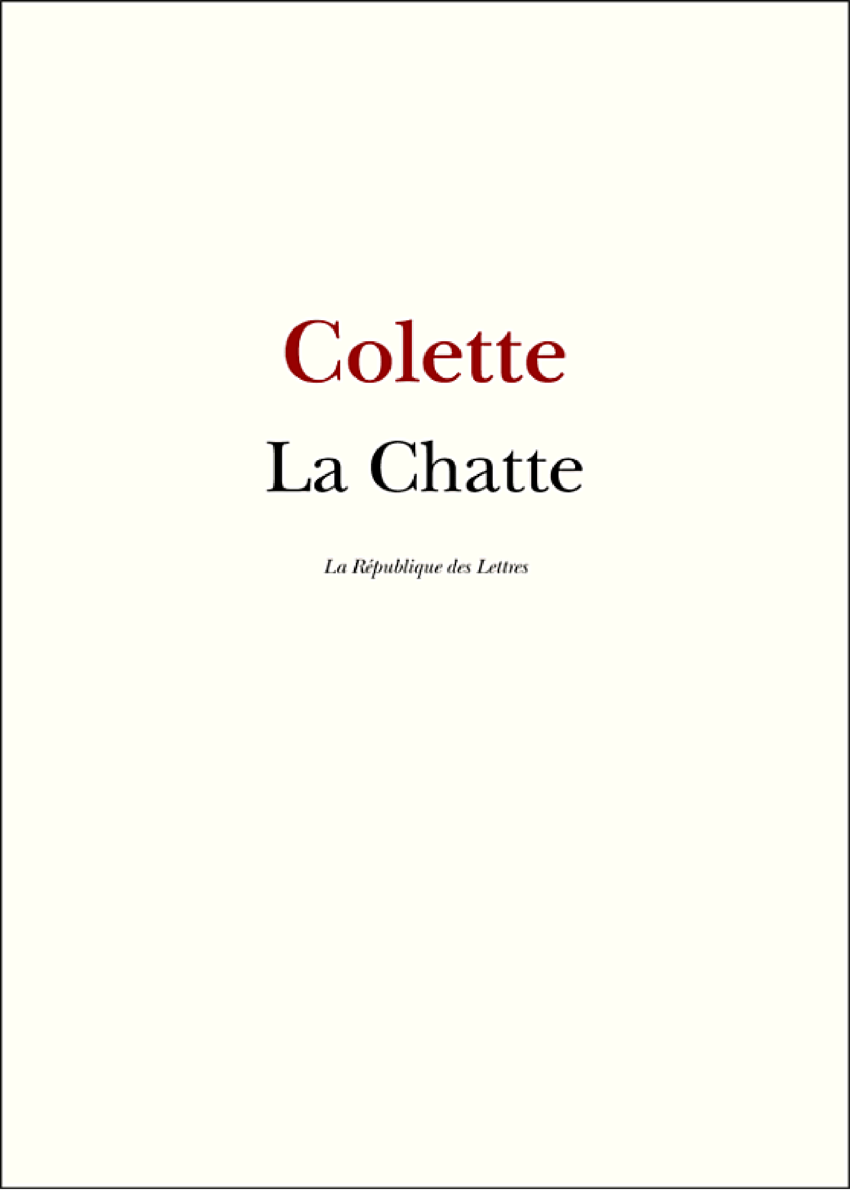 La Chatte - Cover